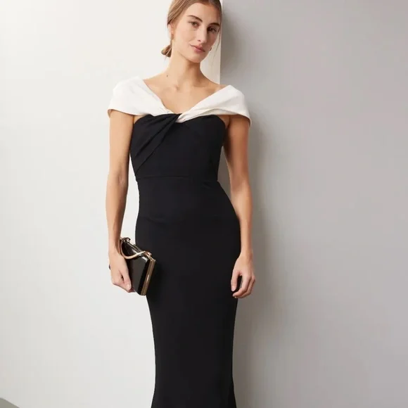 Roland Mouret | Dresses | Roland Mouret Rent The Runway Black White Cady  Maxi Dress Gown Sz 4 30 | Poshmark
